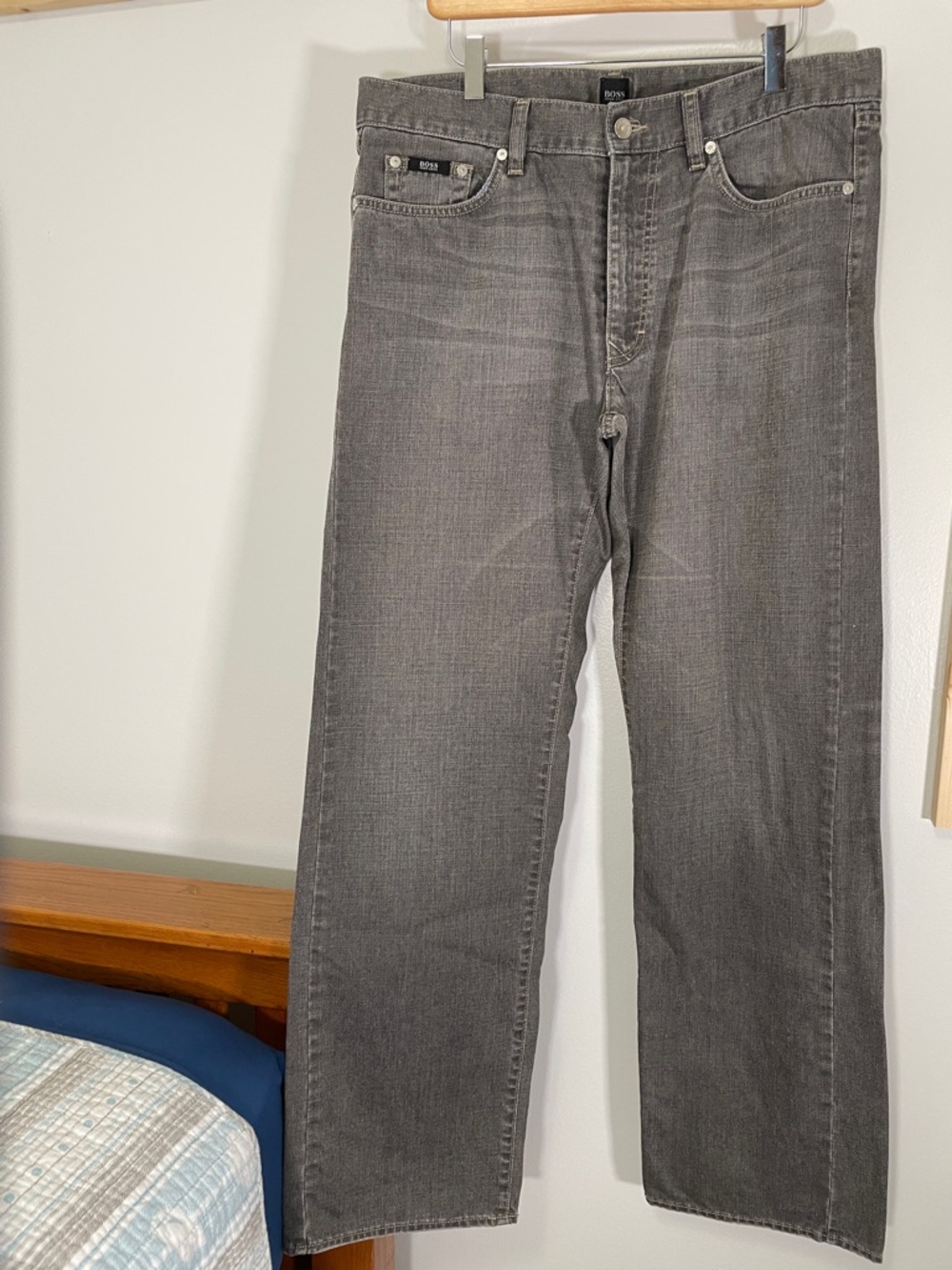 HUGO BOSS 34x32 Men's Straight Gray/Black Jeans